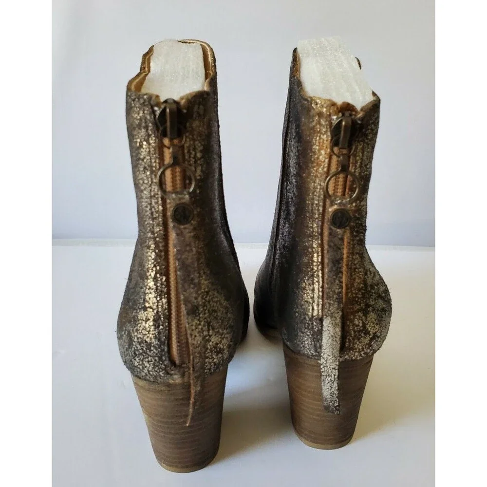 DENIM & SUPPLY RALPH LAUREN MARIELA Metallic Silver LEATHER BOOTIE Boots 8 B